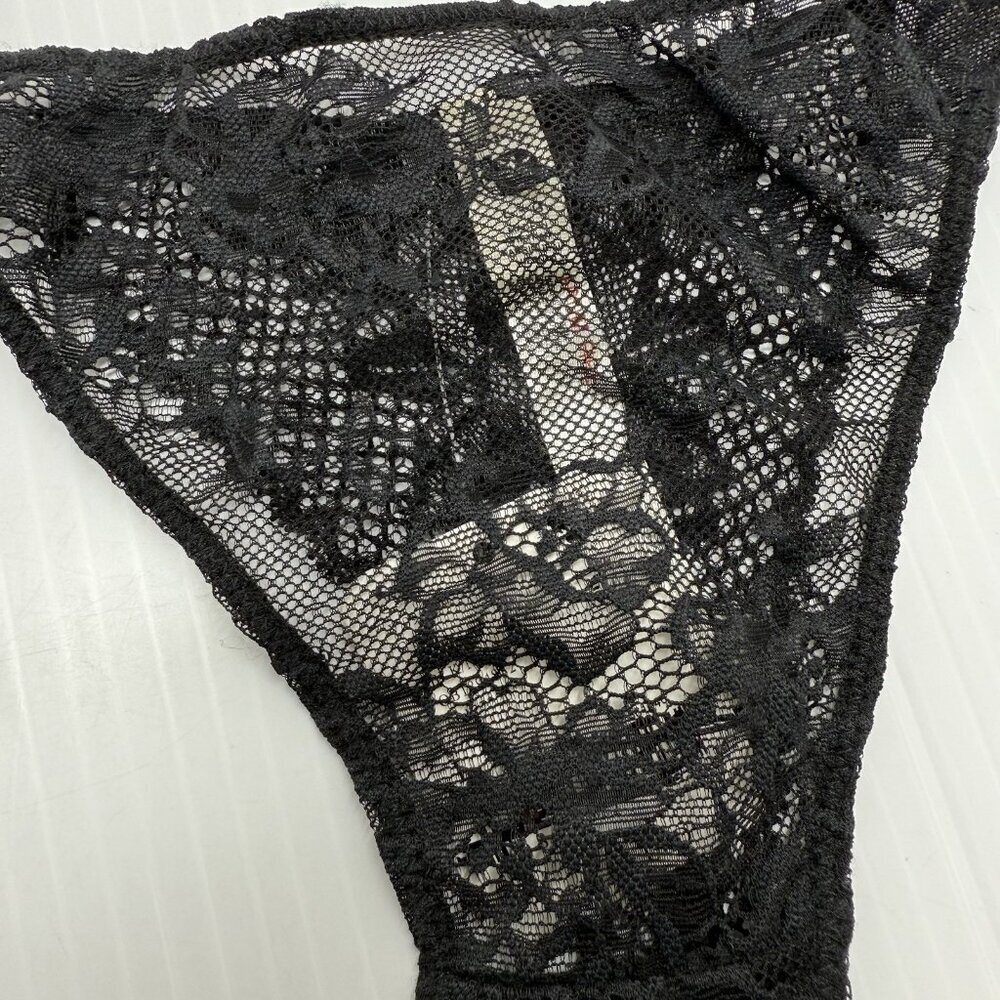 Intimately By Free People Thong Women's Black Mesh Lace Size Large - Picture 2 of 5